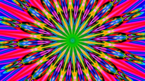 Kaleidoscope Pattern Artistic Green Red Blue Yellow Colors Digital Art