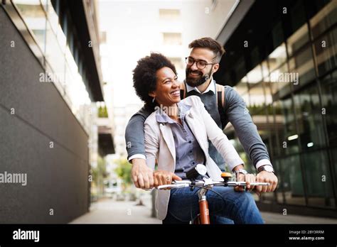 Happy Young Couple With Bicycle Love Relationship People Freedom