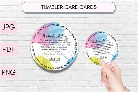 Tumbler Care Card, Printable Care Instructions