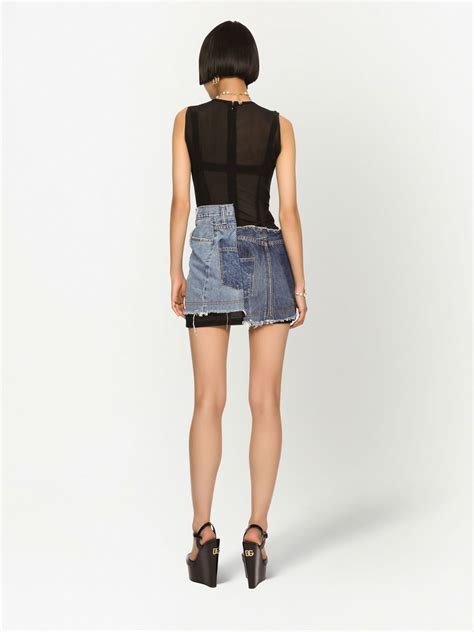 Dolce And Gabbana Denim Patchwork Sleeveless Dress Farfetch