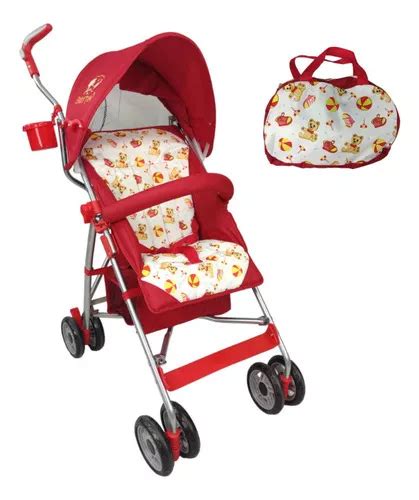 Carriola Para Bebe De Baston Compacta Plegable Ligera Color Rojo