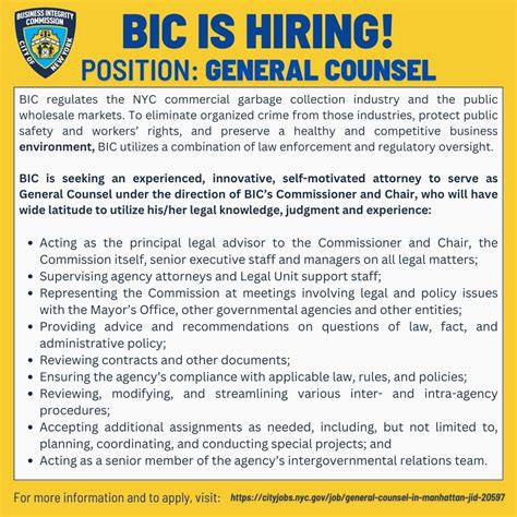 NYC Business Integrity Commission on LinkedIn: #nycjobs #nyclawyer # ...