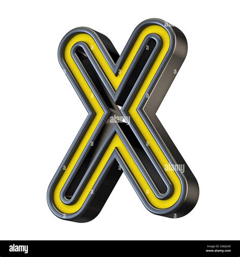 Yellow Black Outlined Font Letter X D Rendering Illustration Isolated