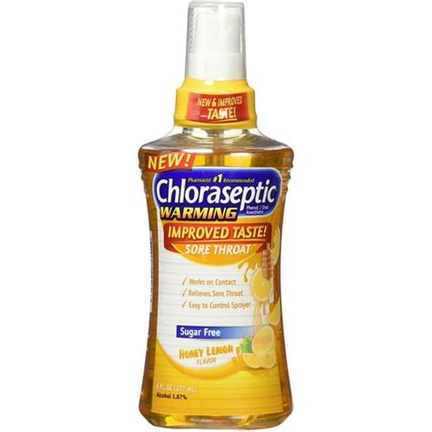 Chloraseptic Warming Sore Throat Spray Sugar Free Honey Lemon 6 Oz