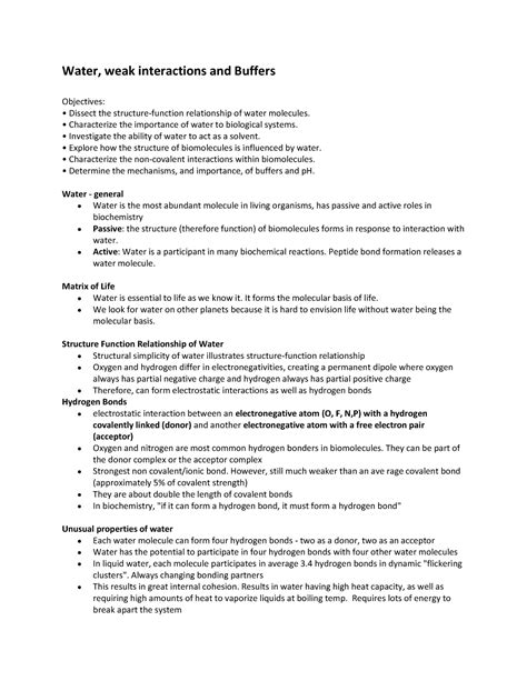 Water Chap 2 Lecture Notes For Chapter 2 Water Weak Interactions