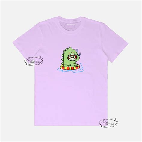 เสื้อยืดแขนสั้น ผ้าฝ้าย พิมพ์ลาย Dino Cute Oversize สําหรับผู้หญิง และ