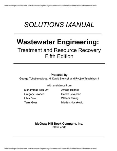 Wastewater Engineering Treatment And Reuse Th Edition Metcalf