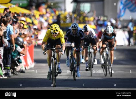 British Geraint Thomas Of Team Sky Wearing The Yellow Jersey Of Overal