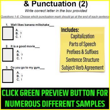 Grammar Printables Bundle Nouns Verbs Adjectives Capitalisation UK AUS