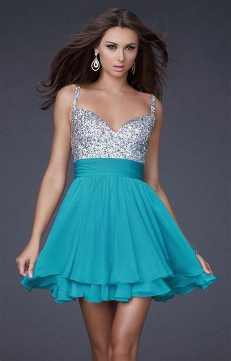 La Femme 16813 Bejeweled Short Chiffon Party Dress Prom Dresses