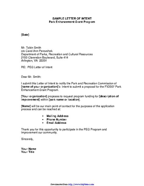 Letter Of Intent Template 1 PDFSimpli