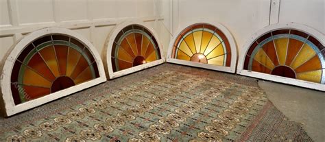 Antiques Atlas 4 Art Deco Arched Sunburst Stained Glass Windows
