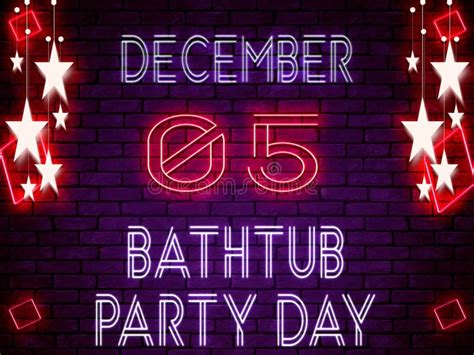 December Bathtub Party Day Neon Text Effect On Bricks Background