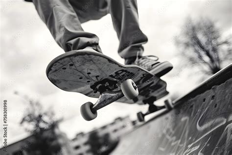 A Skateboarder S Feet Flicking And Flipping The Skateboard As They