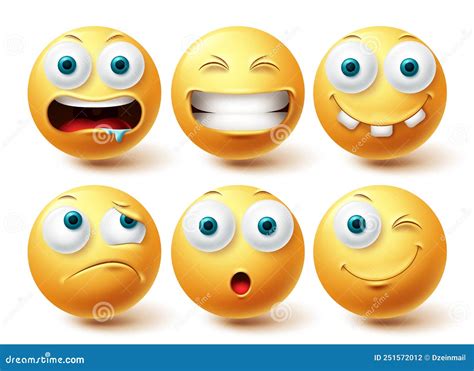 Smiley Lustige Emoji Vektorset Smileys Gelbe Emoticon Lustig Gl Cklich