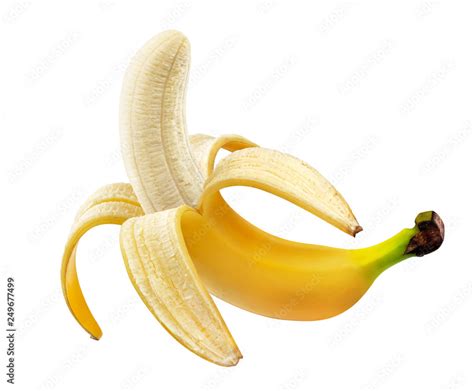 Peeled Banana Isolated On White Background With Clipping Path Stock