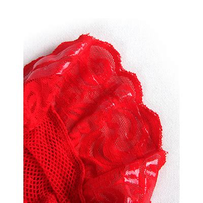 Red Thigh High Fishnet Stockings Lingerie Woman 254