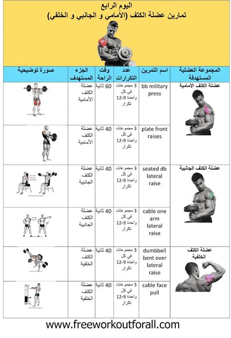 جدول تمارين كمال الاجسام 5 ايام Quick Workout Gym Workout Guide Gym