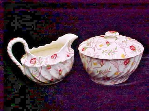 SPODE COPELAND China ROSEBUD CHINTZ Creamer Sugar Bowl W Lid