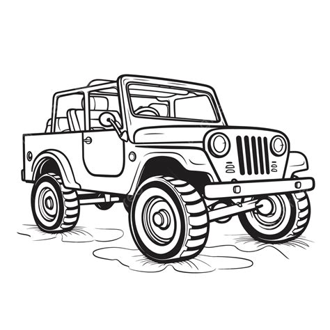 Jeep Coloring Pages For Kids Outline Sketch Drawing Vector Wing