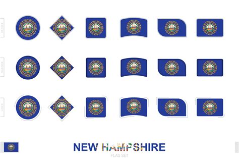 New Hampshire flag set, simple flags of New Hampshire with three ...