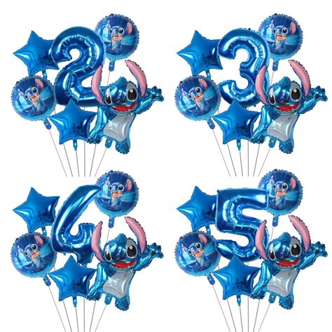 Unids Set Blue Lilo Stitch Tema Pulgadas N Mero Globos