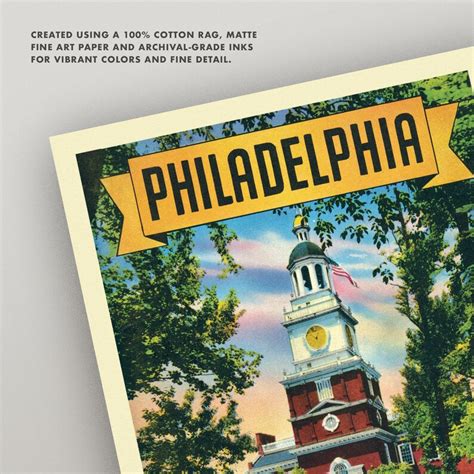 Vintage Philadelphia Print Antique Philly Poster 4 Sizes Etsy