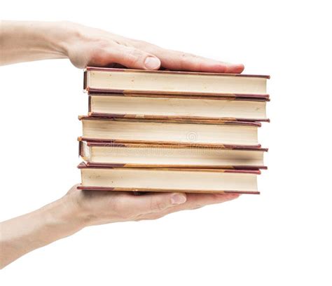 Hands Holding Stack Of Old Books Stock Photo Image Of Information