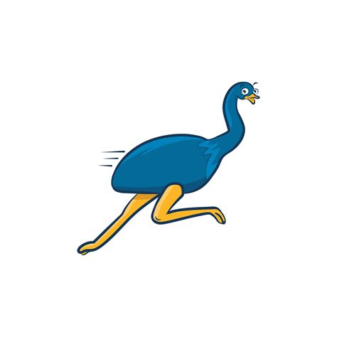 Blue running emu cartoon vector. 5895826 Vector Art at Vecteezy