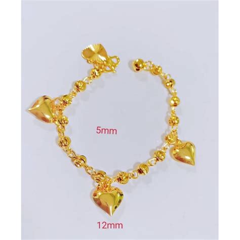 Rantai Tangan Boba 5mm Budak Emas Bangkok Bracelet Gold Plated Free Cop