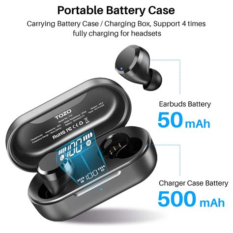 TOZO T12 Wireless Earbuds Bluetooth Headphones Premium Fidelity Sound