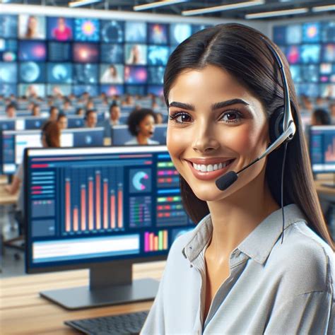 Hyper Realistic UHD Image Of Smiling Latina Woman At Call Center