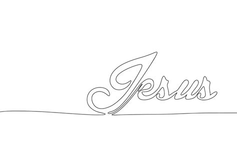 One Line Continuous Jesus Word Religion Concept Banner In Line Art