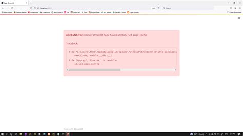 Python Attributeerror Module Streamlittags Has No Attribute Setpageconfig Stack Overflow