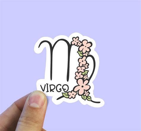 Flowered Virgo Sticker Virgo Zodiac Sticker Star Signs Etsy