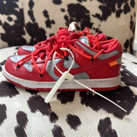 nike off white dunks, size us 6-6.5 W , light scuff... - Depop