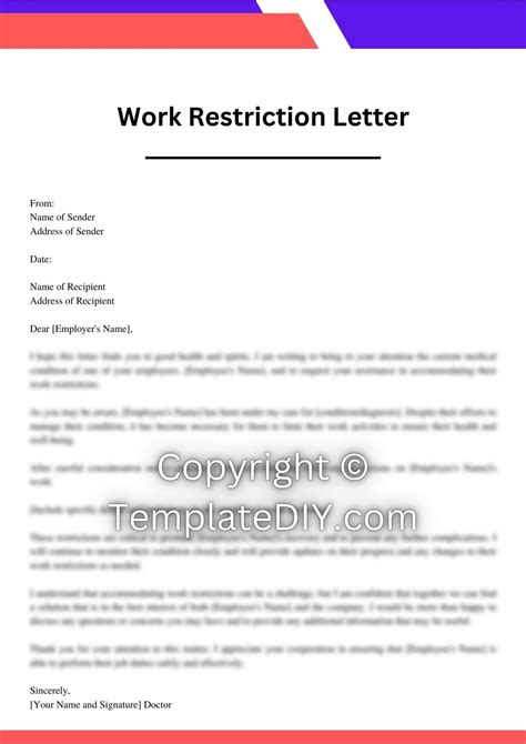 Work Restrictions Letter From Doctor Examples In Pdf And Word