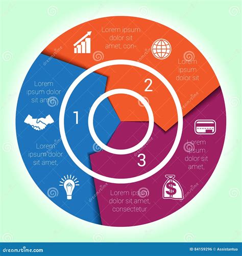 Template Cyclic Diagramme For Infographic Three Position Stock Vector