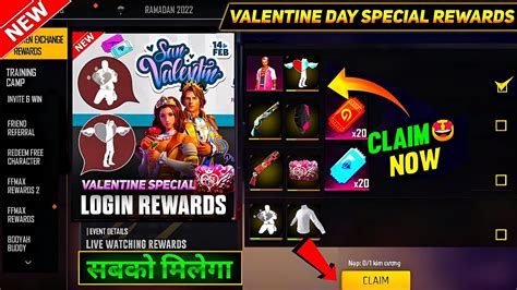 Valentine Login Rewards Claim करो जल्दी🤯🔥 Ff New Event Free Fire New Event Ff New Event