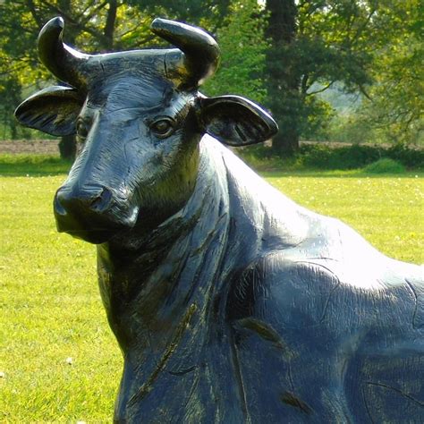 Angus Cow Life Size Bronze Metal Garden Statue