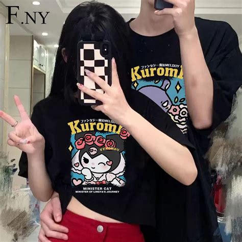 Chunliang 2 Pcs Sanrio Kuromi Couple Outfit T Shirt Y2k Trendy