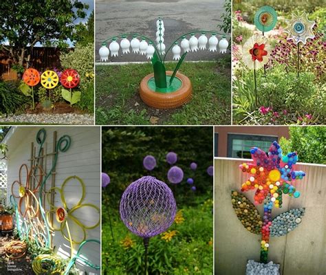 Creative Flower Crafts For Garden Made From Recycled Materials