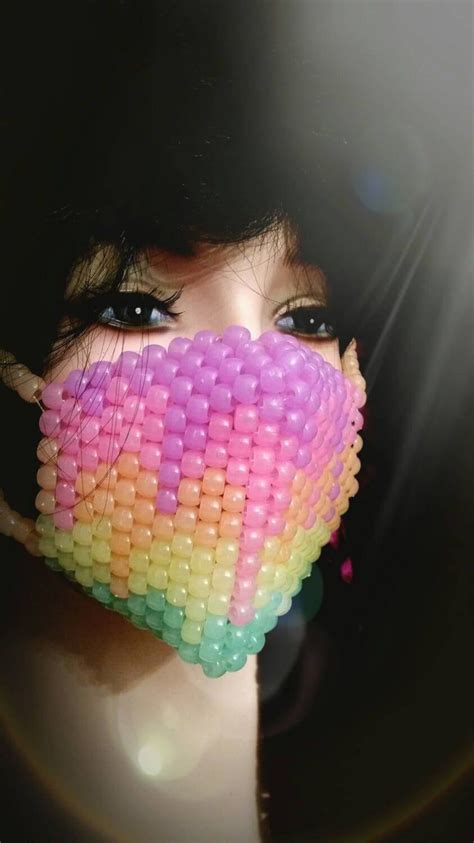 Glow Kandi Mask Melting Rainbow Surgical Kandi Mask Plur Etsy Kandi