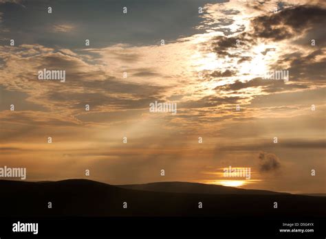 Isle Of Man Snaefell View West From Summit At Sunset Stock Photo Alamy