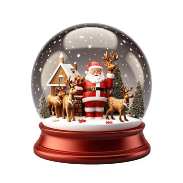 Christmas Snowglobe With Cute Reindeer And Santa Inside Santa Reindeer