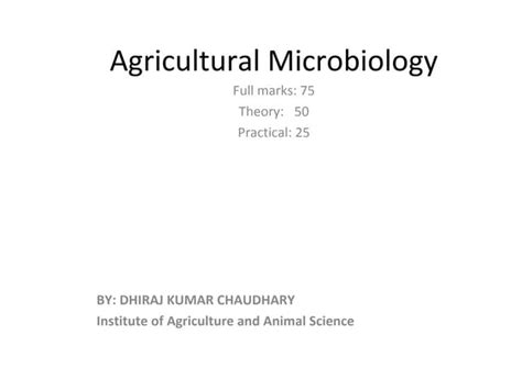 Agricultural Microbiology Ppt