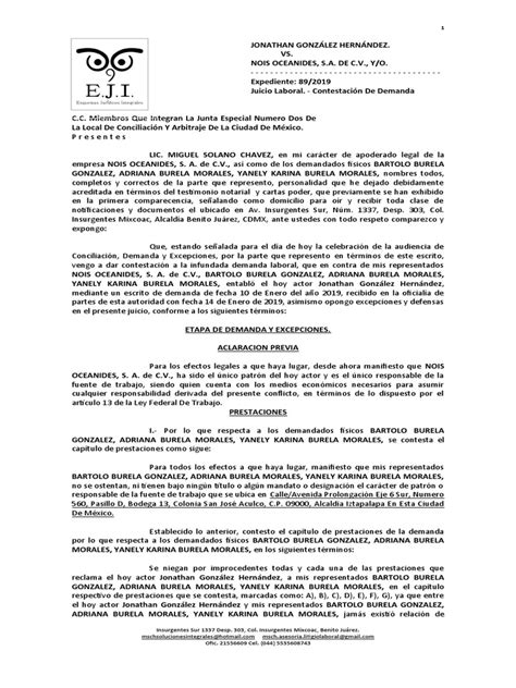 Contestación Demanda Pm Pdf Caso De Ley Demanda Judicial