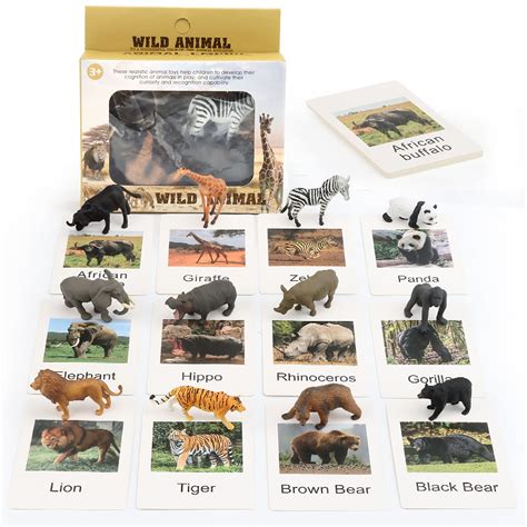 Buy Small Montessori Animal Figures With Flash Cards Realistic Animal