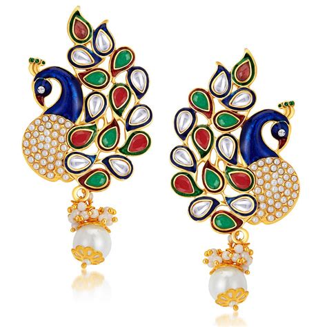 Sukkhi Glorious Pearl Gold Plated Wedding Jewellery Kundan Peacock