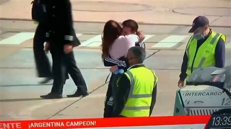 Lionel Messi And His Wife Antonella Hug After Winning Copa America 2021